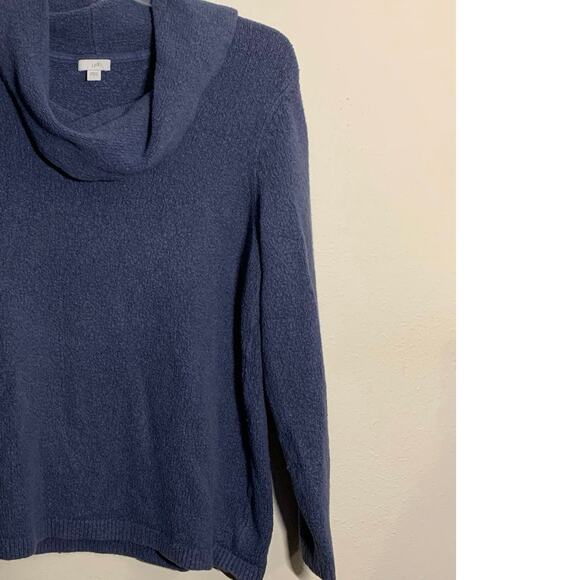 J Jill Sweater Women's Large Waffle Knit Tunic Cowl Neck Blue Purple Cozycore - Picture 4 of 11